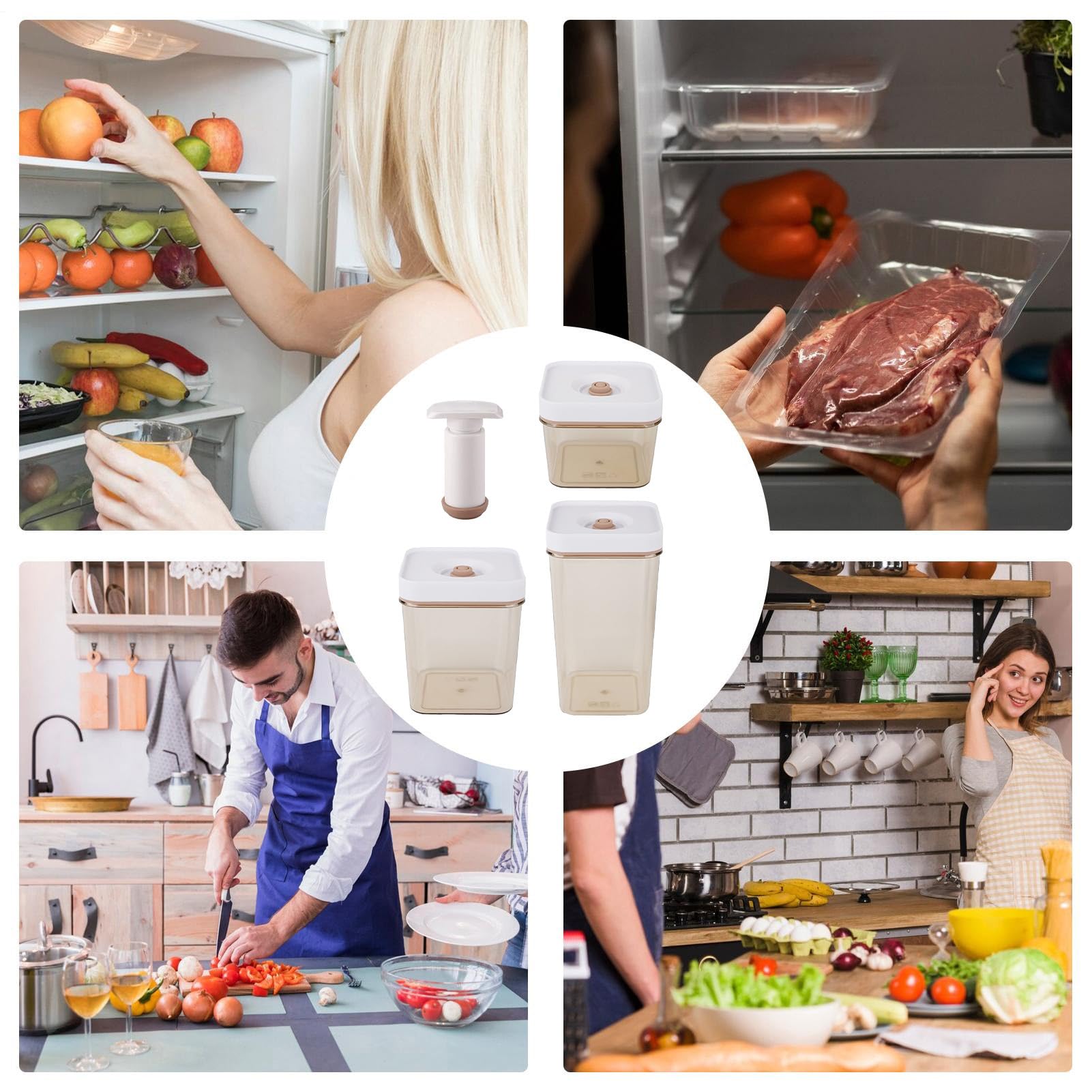 Contenitore Stoccaggio Alimenti Barattolo Ermetico Frigo | Contenitori per Conservazione Sottovuoto Per Casa Appartamento Cucina Dispensa Pranzo Spuntino Ufficio Ristorante Viaggio