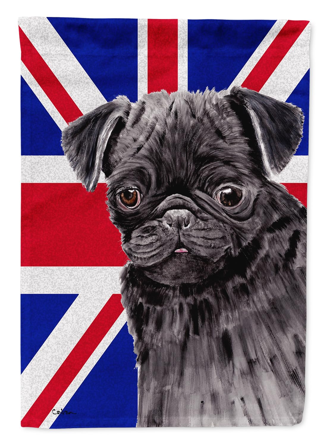 Drapeau jardin carlin avec Union Jack déco terrasse extérieure