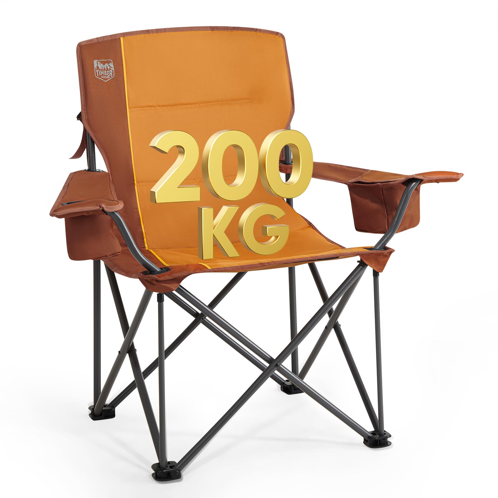 TIMBER RIDGE Campingstuhl Faltbar 200KG Übergroß 63cm Sitzbreit Klappstuhl Camping Bequem Gepolster mit Isolierte Kühltasche Camping Sessel Faltstuhl Gartenstuhl Anglerstuhl