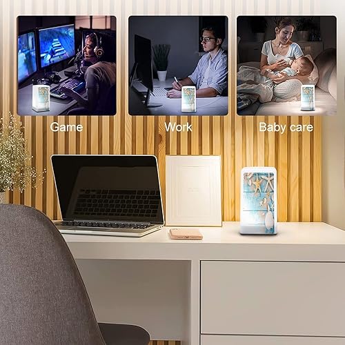 Miniatura 6 de Ysidec Lámparas de mesa de playa de madera de verano con estrellas de mar lámparas de noche decorativas LED inalámbricas para dormitorio bodas