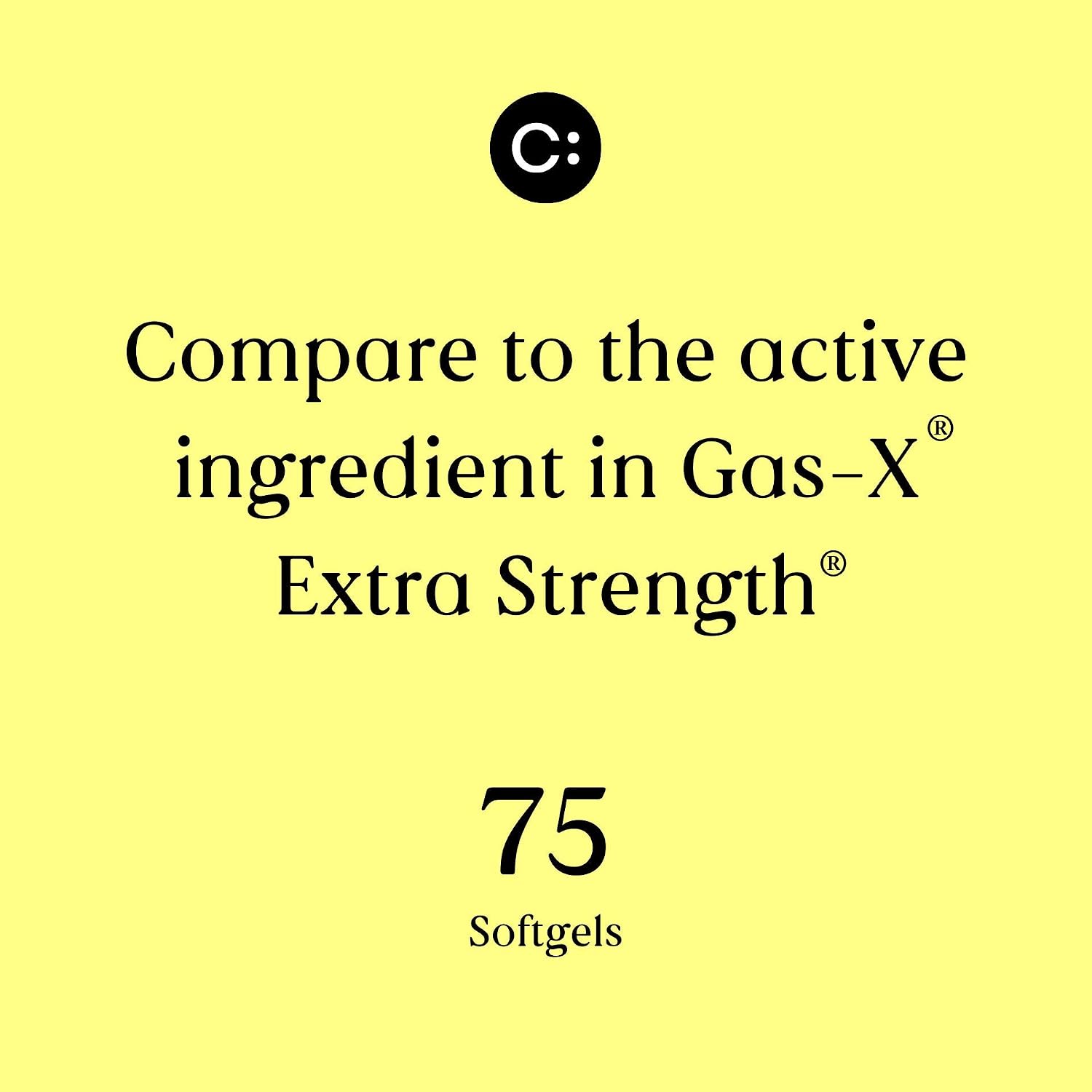 Cabinet: Maximum Gas Relief for Adults w/Active Ingredient Simethicone 125mg Compares to Gas-X Extra Strength®, Relief for Bloating, Burping, & Cramps, Includes 1 Refillable Medicine Jar, 75 Softgels