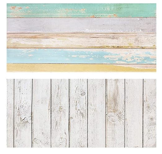 SAVIAURA 1 Sheet 2 in 1 Photography Backdrop 3D Flat Lay Tabletop Double-Sided 34x21 Photo Background PVC Wrinkle-Free for Small Products Food, Cosmetics Shoot (#8- Multi-Color Wood Pattern)