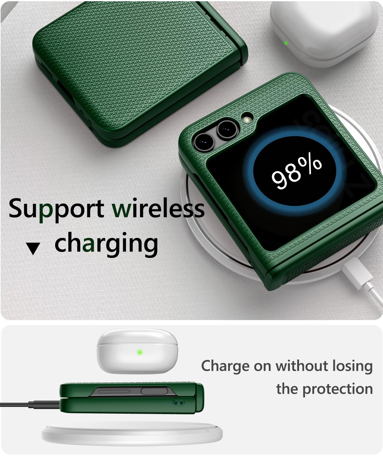 Galaxy Flip5 グリーンケース付き Amazon.co.jp: Vihibii Samsung Galaxy Z Flip 5用ケース ヒンジ保護