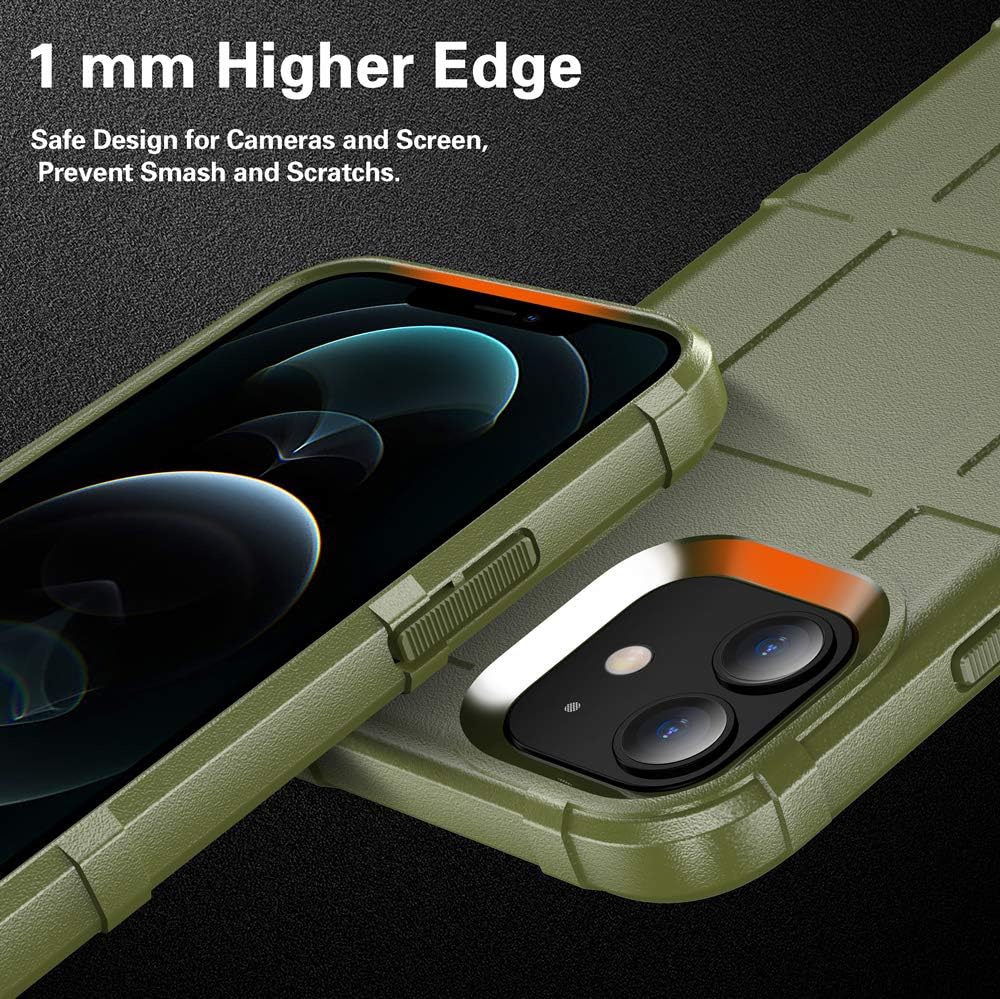 LABILUS iPhone 12 Case, iPhone 12 Pro Case, (Rugged Shield Series) TPU Thick Solid Armor Tactical Protective Cover Case for iPhone 12/12 Pro (6.1 inch) - Army Green