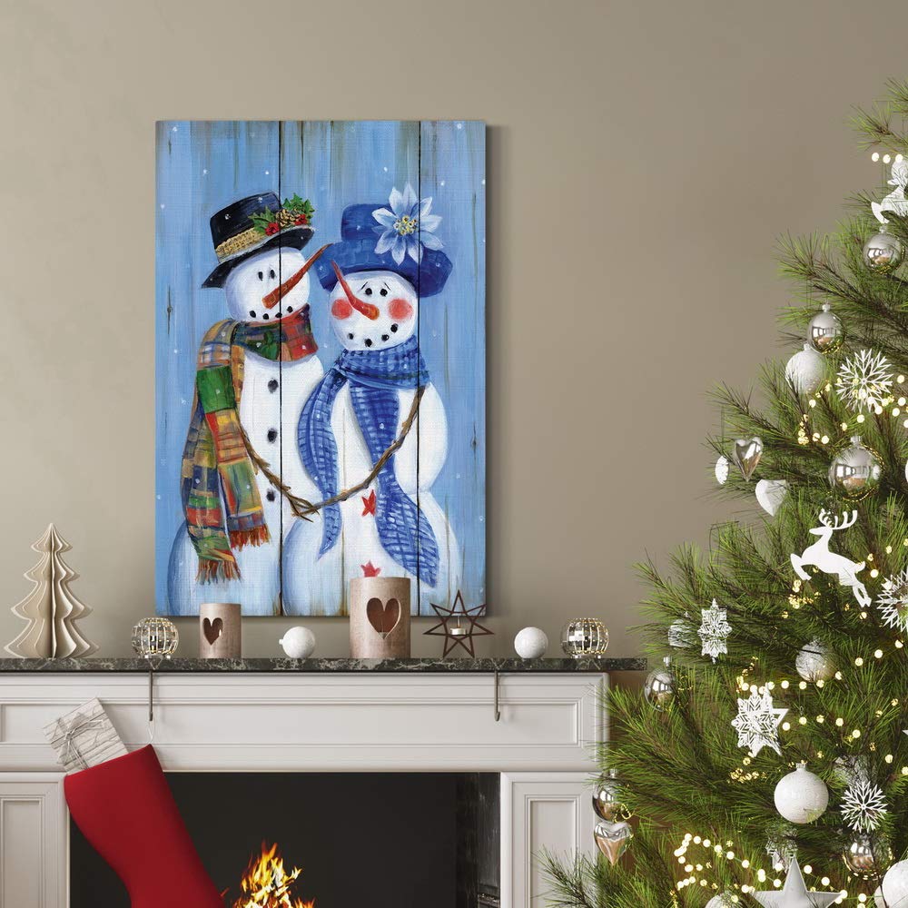 YMXZHUANSH Toile Murale Père Noël Et Mme Claus – Peinture De Noël Pour Salon – Décoration D'intérieur Sans Cadre (rouge, 30,5 X 45,7 Cm