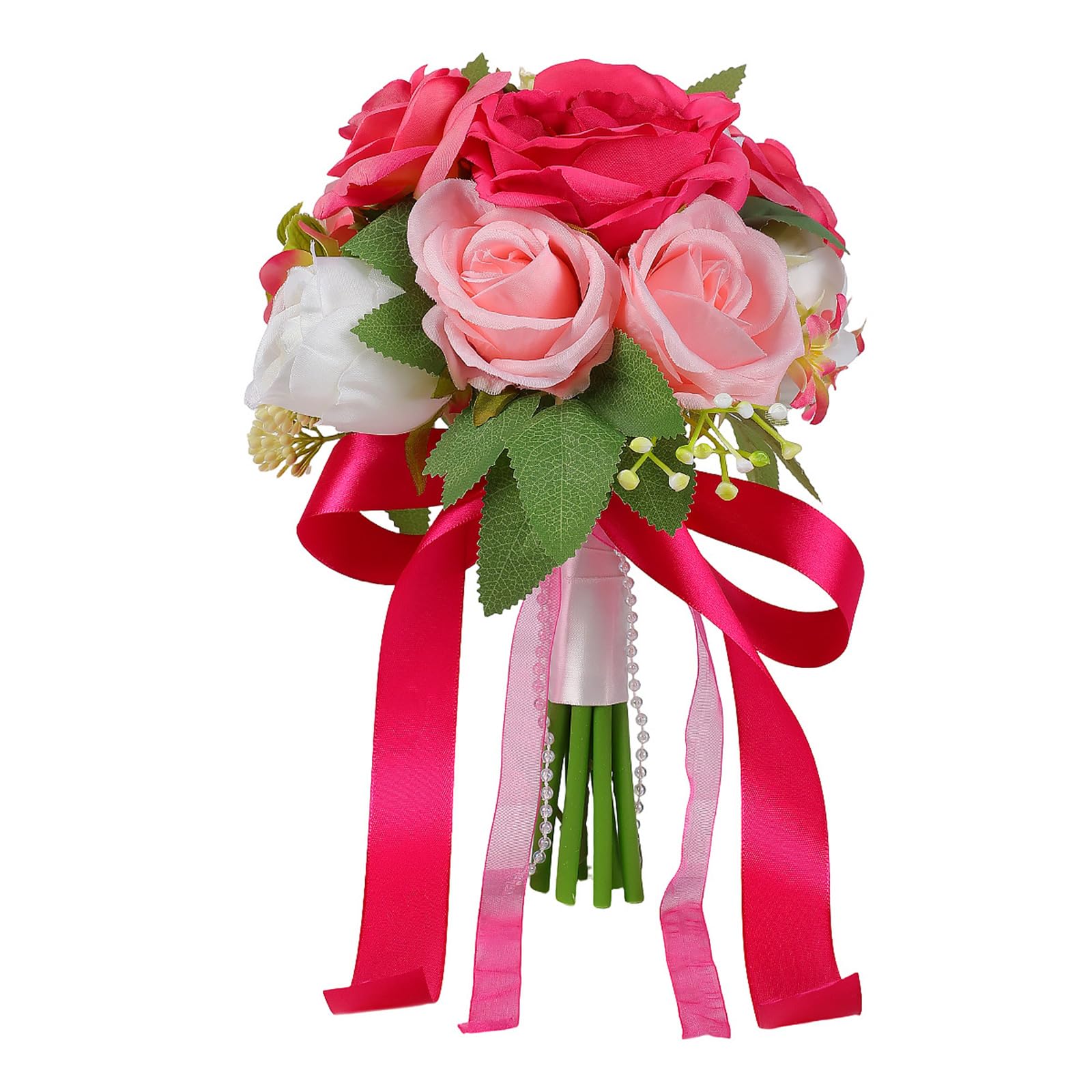 Kaeltsyn Artificial Bridal Bouquet Silk Flower with Butterfly Orchids Wedding Decoration Suitable for Bridal Portraits and Event Artificial Rose Wedding Accessory