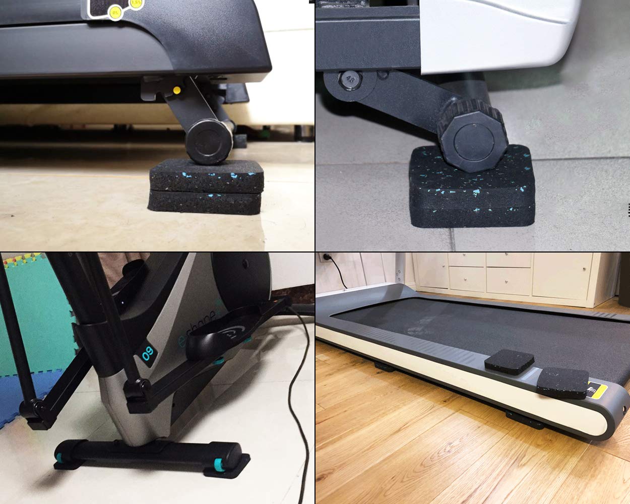 Tappetini per tapis roulant, 4 pezzi, tappetini per attrezzature sportive, ammortizzanti, in gomma, per protezione del pavimento o del tappeto