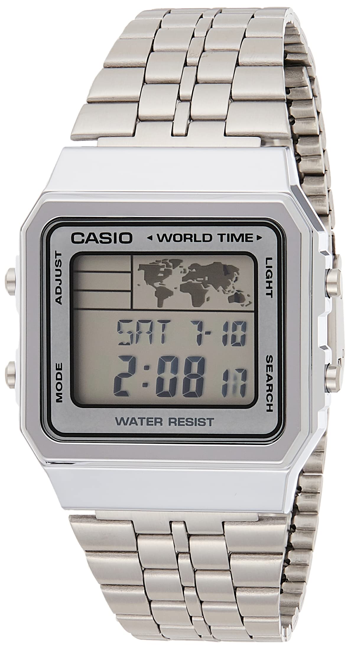 Casio - A500WA-7D - Vintage Unisex Watch - Digital Quartz - LCD Dial - Grey Steel Strap