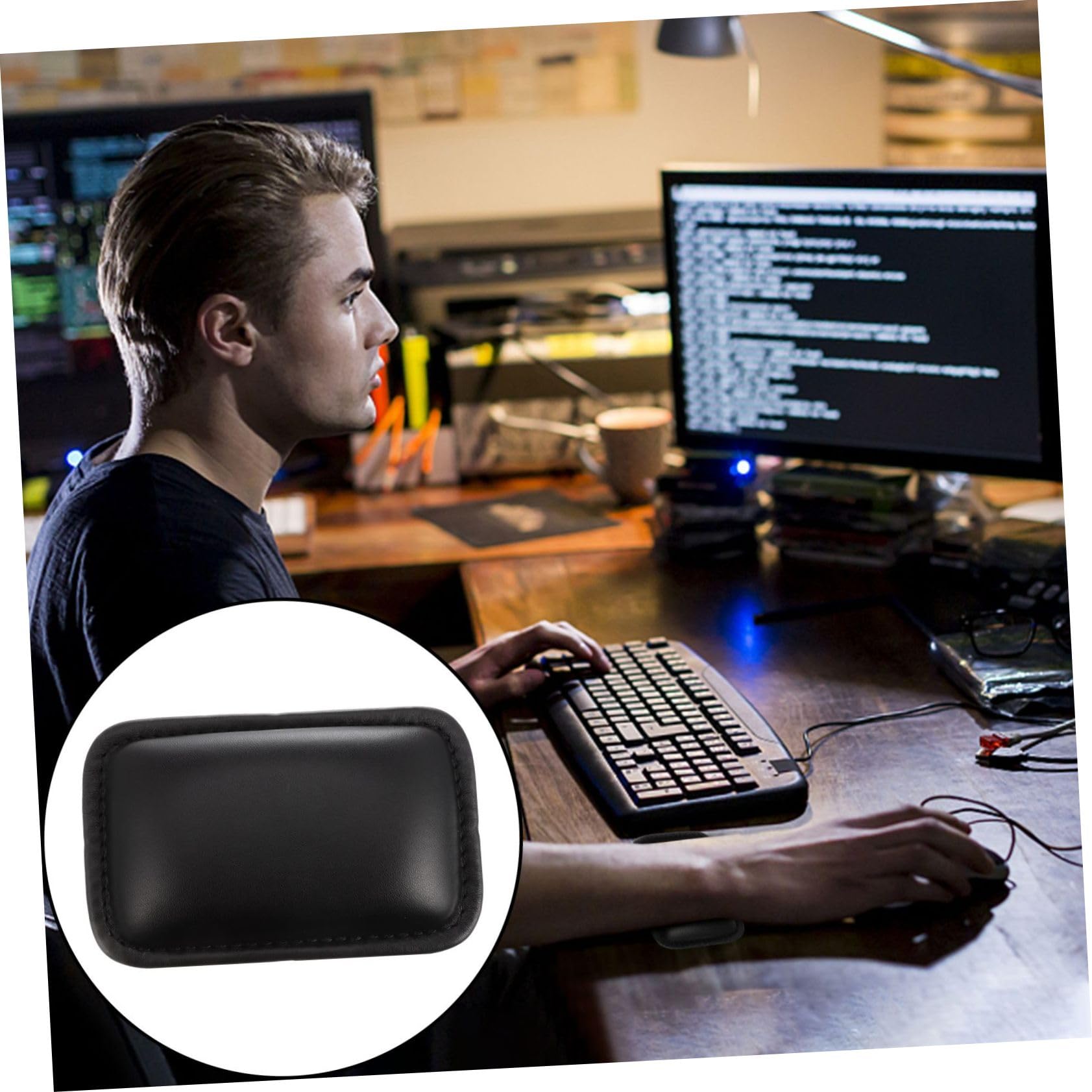DOITOOL 3 Set Poggiapolsi Pelle Per Tastiera E Mouse Con Base Antiscivolo Supporto Ergonomico Per Polsi Computer Laptop E Ufficio Affaticamento Mano E 2 Pezzi * 3