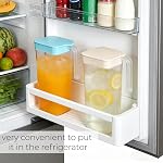 Pumtus 4 Pitcher en plastique avec 16 Des tasses, 70OZ Pitcher à eau avec lis et poignée, inébranlable résistant à la chaleur BPA Conteneur de jus gratuit pour boissons glacées, lait, maison, fête, beige et bleu