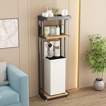 Water Dispenser Stand with 2-Tier Storage Shelf, Coffee Bar Organizer Rack for Kitchen, Slim Appliance Stand for MiniFridge, Microwave, Beverage Station Storage UnitBrown,L45CM/18IN