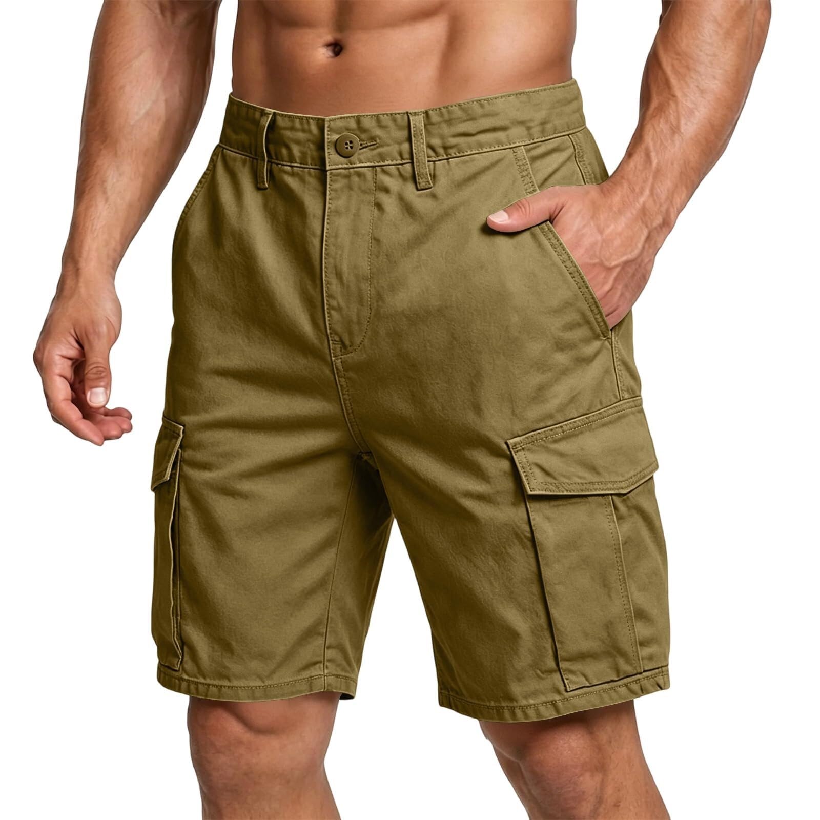Short cargo ample pour homme, taille élastique, plusieurs poches