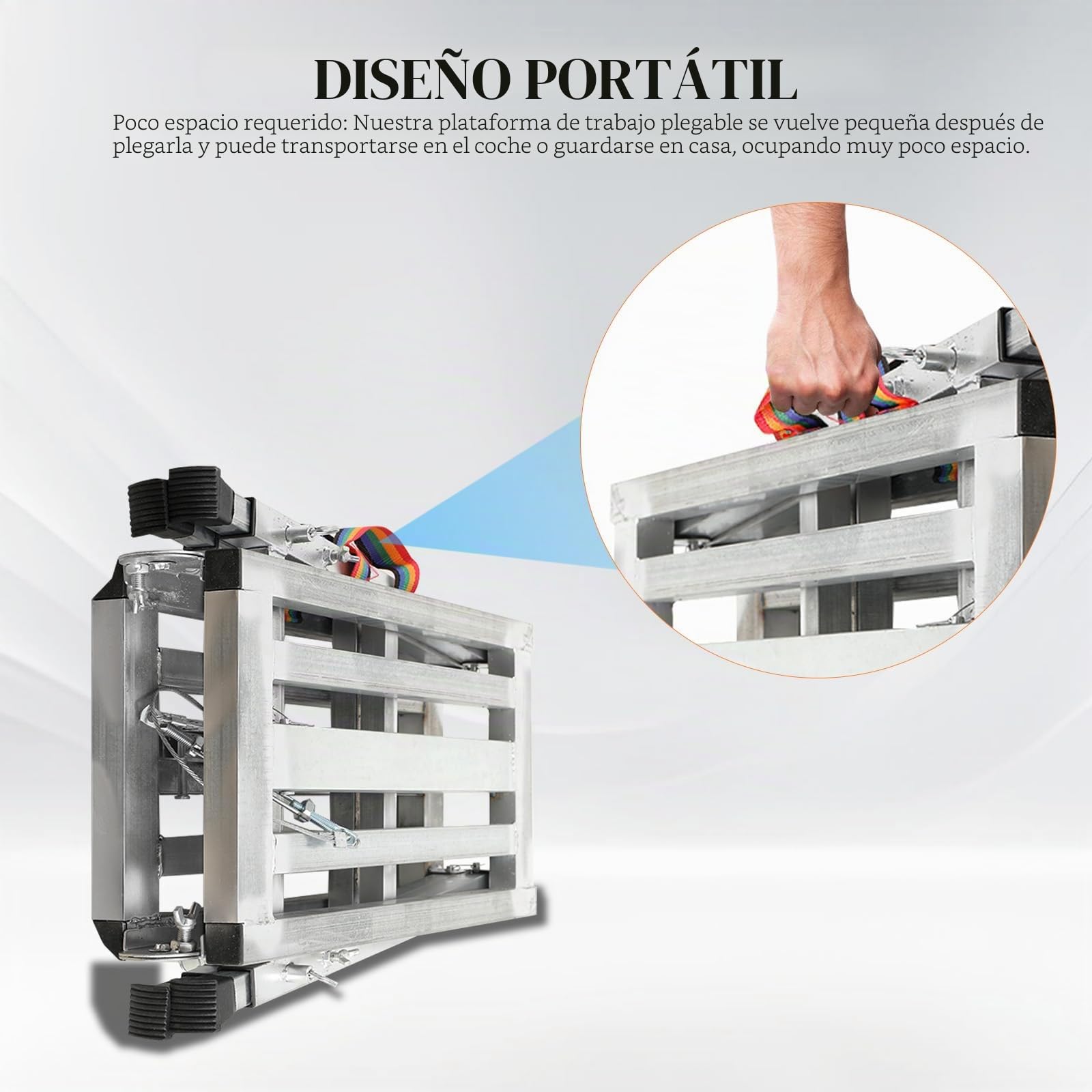 Plataforma de trabajo, escalera de aluminio, altura regulable hasta 200 kg, 60-90 cm, andamio portátil plegable, plataforma de trabajo con plataforma, banco de trabajo, escalera plegable para