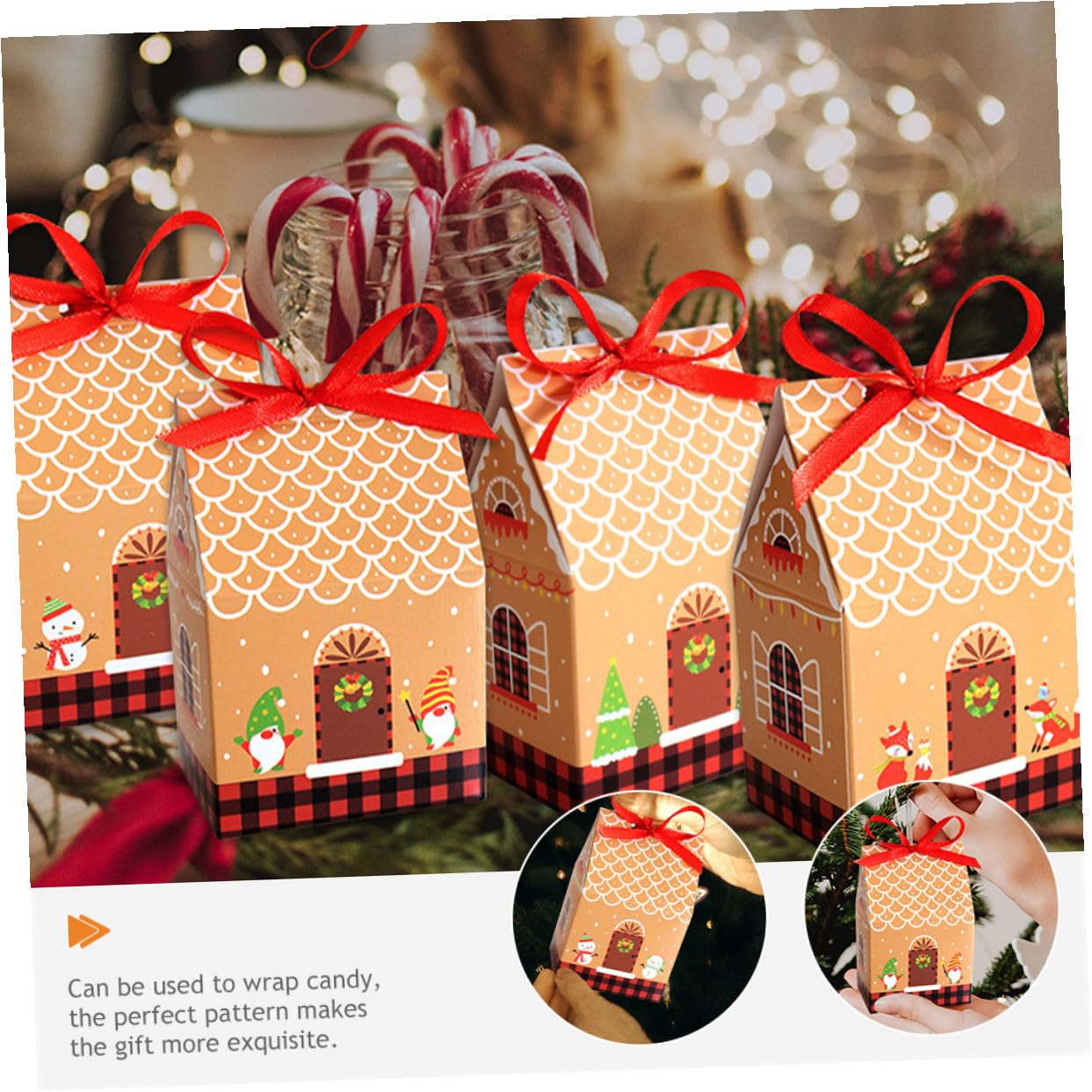 LOLIPPYY 24 Sacchetti Regalo di Natale in Cartone Spesso Nastro Rosso e Adesivi Numerici Contenitori per Caramelle e Bomboniere Natalizie Confezioni Fai da Te per Feste e Regali di