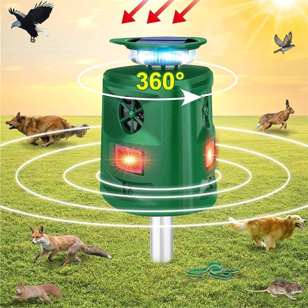 Solarny odstraszacz zwierząt – obracające się o 360° migające światło dla skutecznego odstraszania myszy