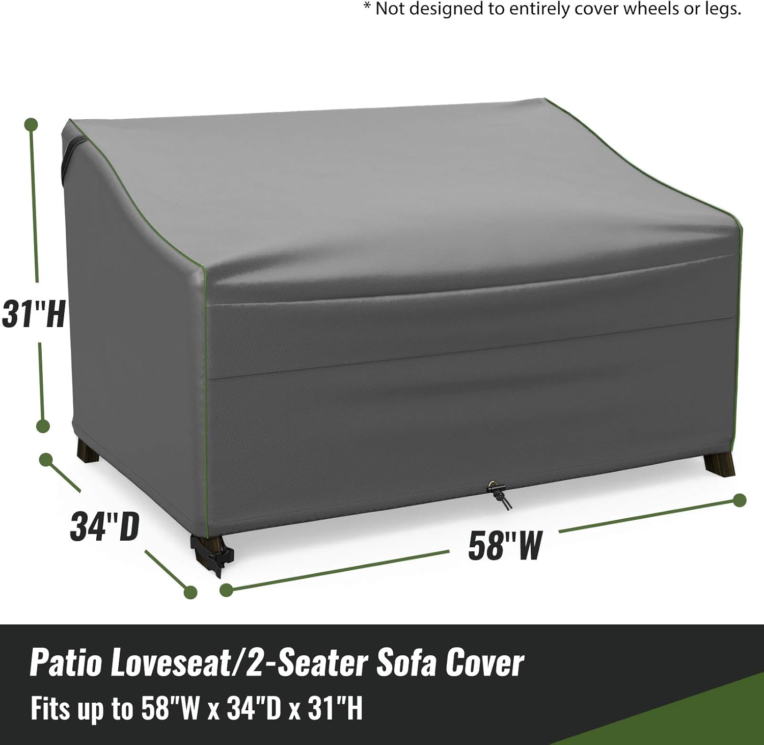 NUPICK Patio Sofa Cover, 58 Inch Outdoor Furniture Loveseat Cover, 100% Waterproof, Rip-Stop and Weather Resistant, Grey : Everything Else