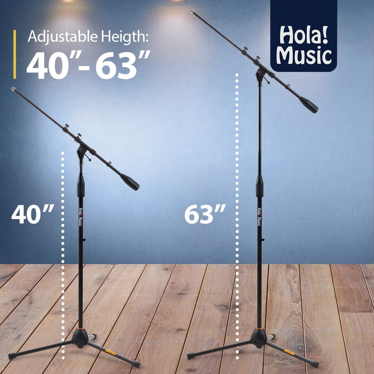Best Quality 🔥 Hola! Music Mic Stand w/ Adjustable Height for Home, Studio, Office or Stage Use - Standard Clutch Single Unit