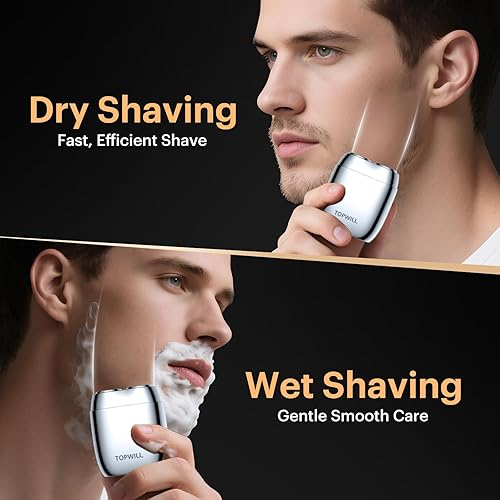Miniatura 5 de Alloy Mini Electric Shaver for Men – Valentine's Day Gift, Portable Travel USB-C Rechargeable Razor with Mirror Cap, Waterproof Wet/Dry, Smooth