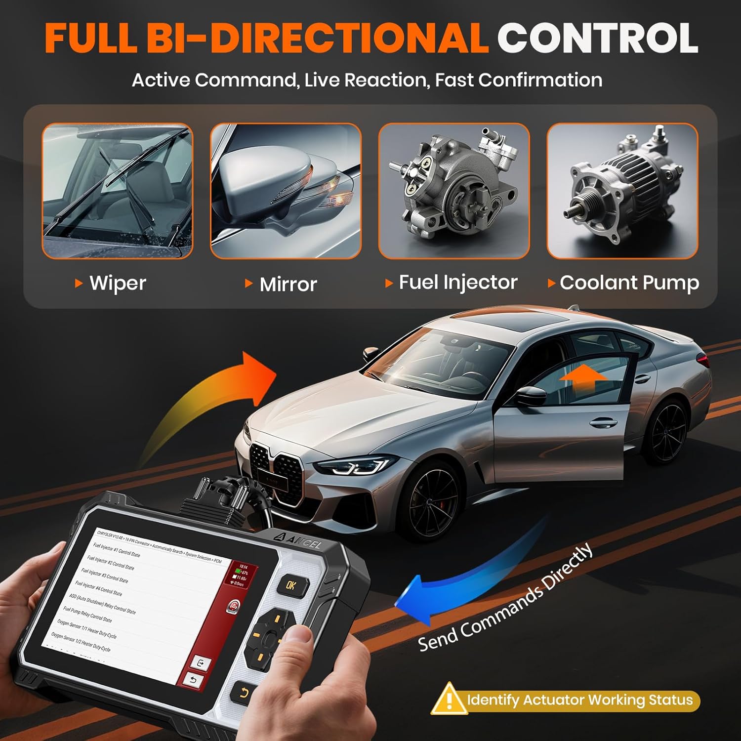 ANCEL FX6100 OBD2 Bidirectional Scan Tool, All Systems Car Diagnostic Scanner with Active Test for All Vehicles, 15+ Resets, ABS Bleeding, Injector Coding, FCA&CAN FD, AutoScan, Lifetime Free Updates