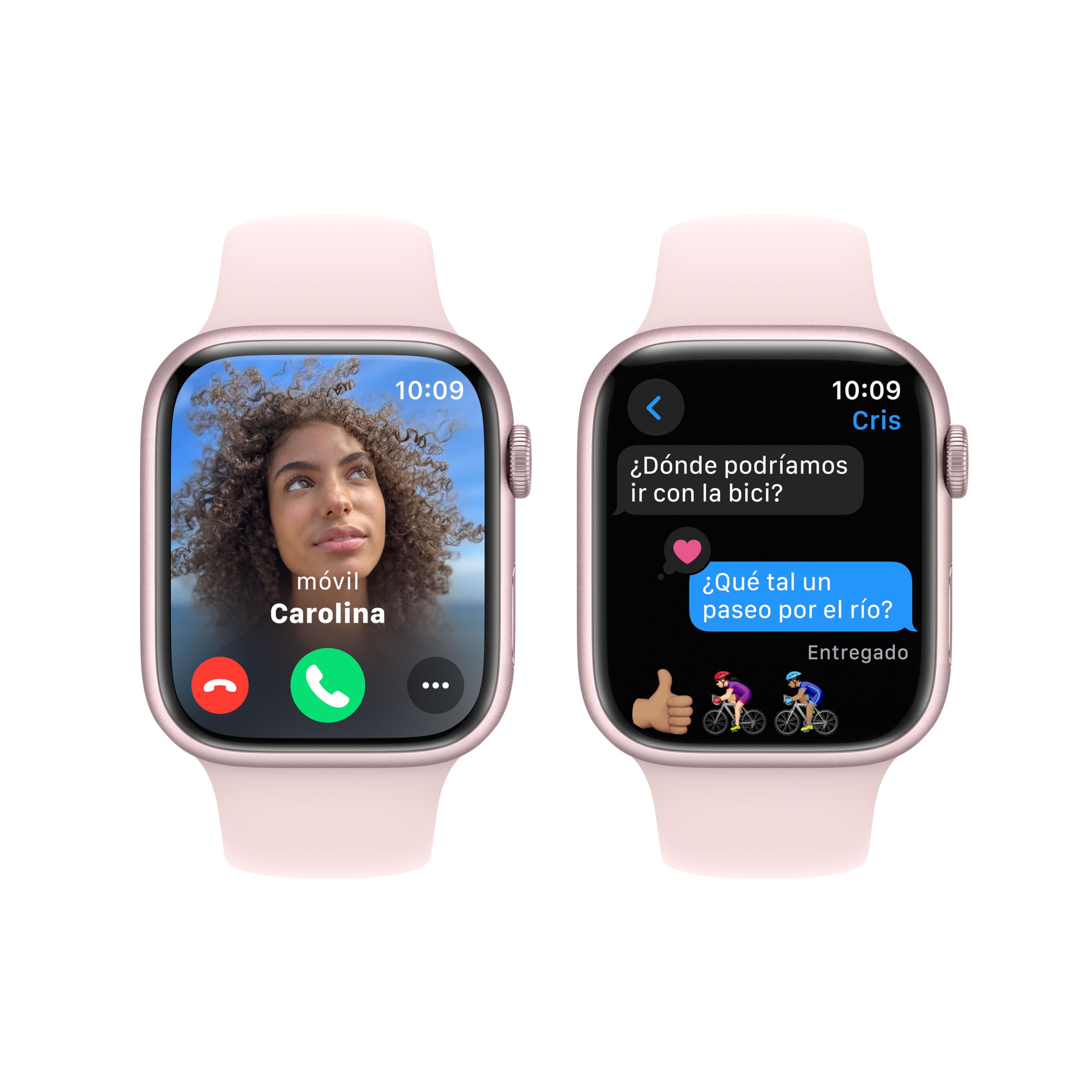 Apple Watch Series 9 (GPS, 45mm) - Aluminiumgehäuse Rosé mit Sportarmband Rosé, S/M (Generalüberholt)