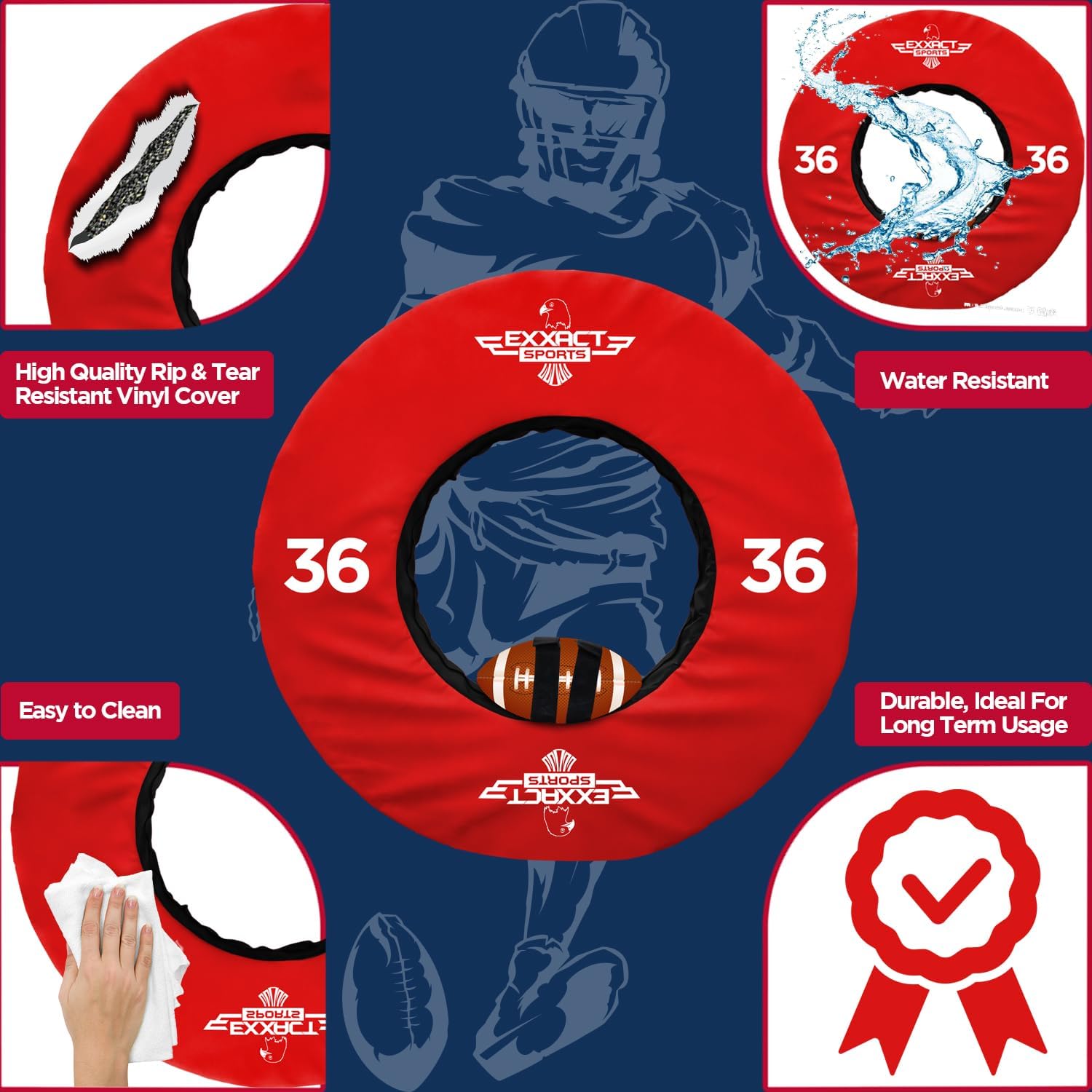 Exxact Sports Tackle Wheel Football Practice Equipment and Football Tackle Dummies with Straps - 28, 36, 40, 48 Inches, Tackling Dummy for Football