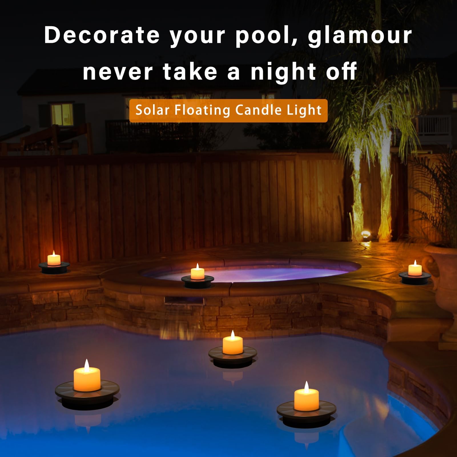 MALUX Luci galleggianti per piscina, confezione da 5 candele solari per esterni, impermeabili, IP66, alimentate a batteria, per piscina, stagno, eventi, feste. (5)
