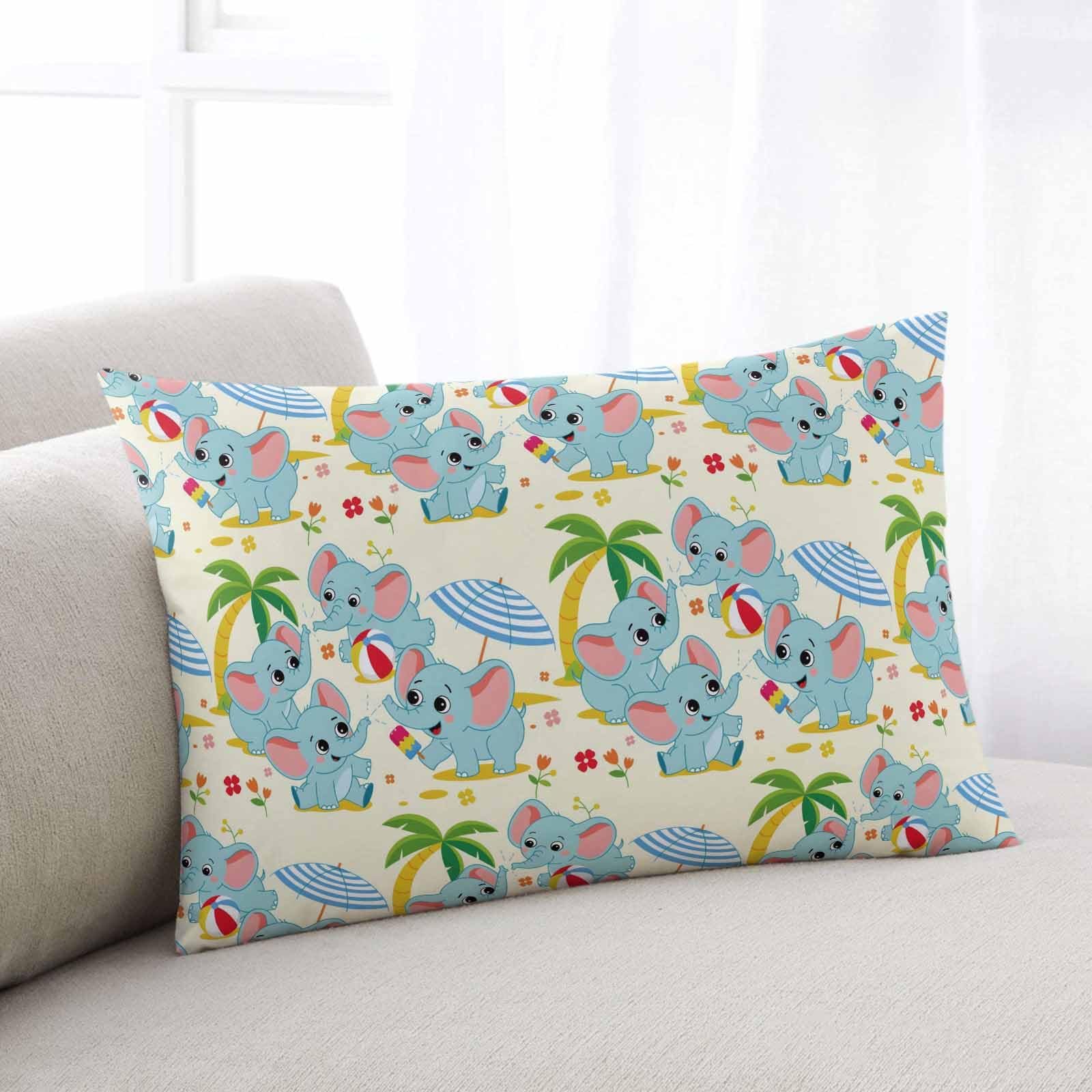 Pillowcase 12x20 Inch Elephant Cartoon Animal Soft Brushed Microfiber Pillow Covers with Hidden Zipper Closure Bed Pillow Shams for Bedroom Sofa Car, 1pcs