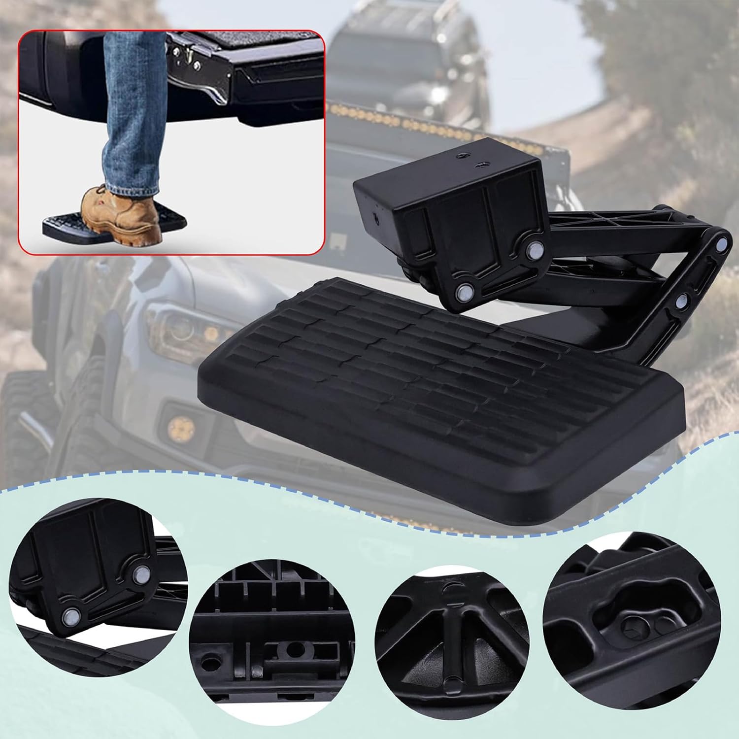 Rear Bed Step Tailgate Bedstep PT392-35100 Compatible with Toyota Tacoma 2012-2023,Rear Retractable Bumper Bed Step