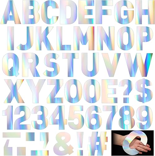 Seajan Paquete de 184 calcomanías adhesivas reflectantes de letras de números, 6 pulgadas, letras gigantes grandes, telón de fondo, de vinilo