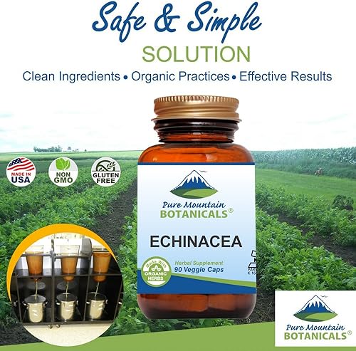 Miniatura 3 de Pure Mountain Botanicals Suplemento de cápsulas de equinácea - Cápsulas veganas kosher con 420 mg de raíz de equinácea orgánica