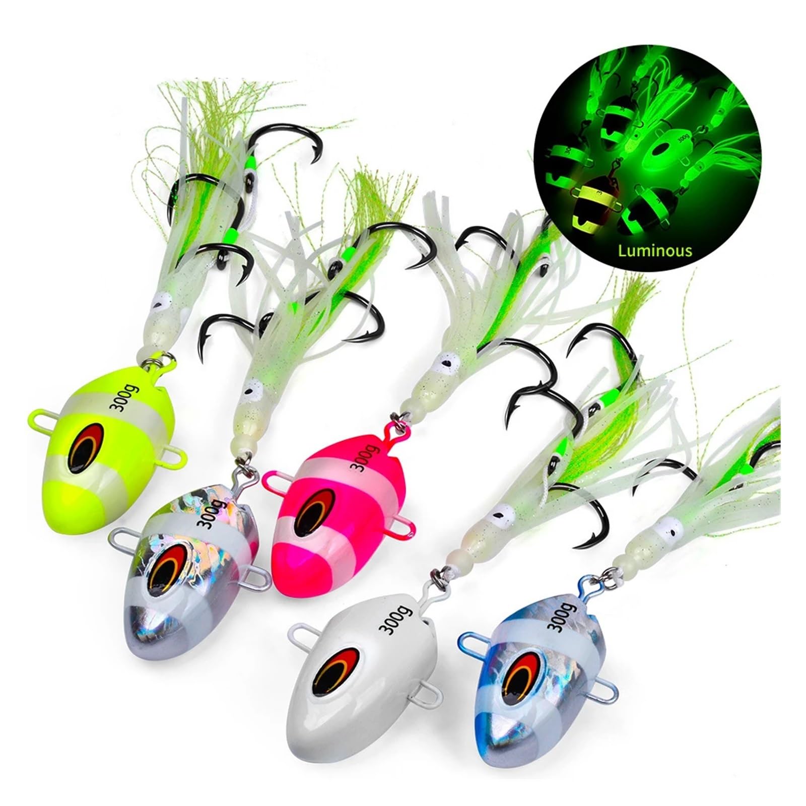 1 szt. Jig przynęty 100g-300g powolny metalowy świecący haczyk na kalmary tonący słonowodny Spinning wędkarski dla Marlin Snapper Grouper