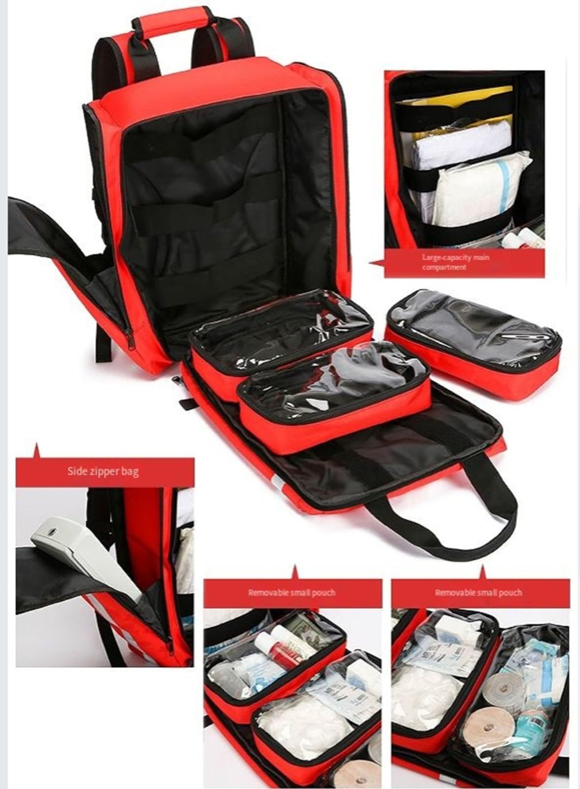 Medizinischer Notfall-Rucksack, Erste Hilfe Tasche Leer, Notfallrucksack, Ersthelfer-Traumatasche Mit Reflektierenden, Großen Kapazität, Erste-Hilfe-Rucksack