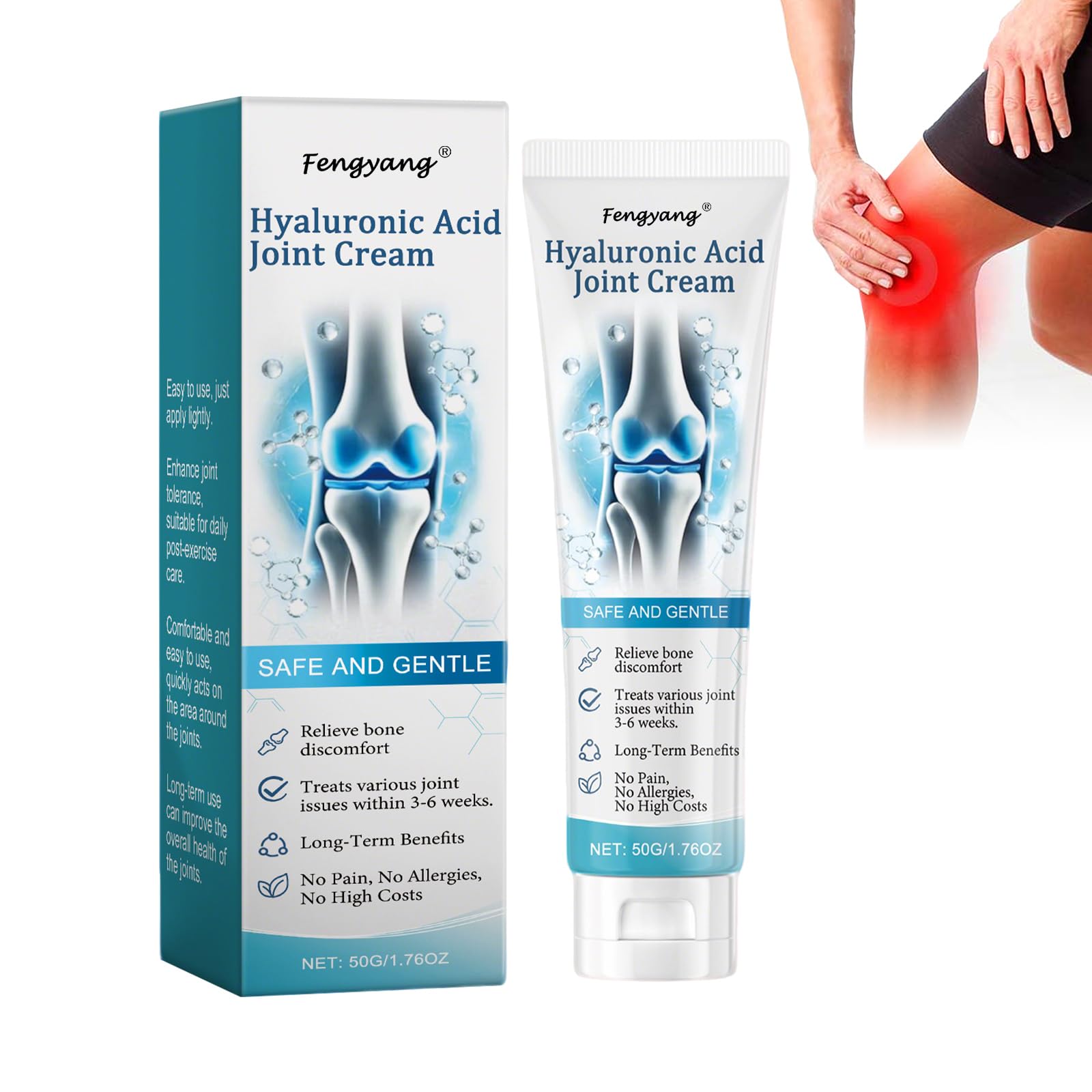 Fengyang® Crema Per Le Articolazioni, Crema Articolare All'acido Ialuronico, Non Unge Rapidamente, Sollievo per Mani, Piedi, Ginocchia