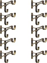Arena Double Curtain Bracket Set, Curtain Finials with Antique Brass Finish, Aluminum Curtain Rod Holder Set for Doors & Windows, 1 Inch Parda Rod Holder, Double Curtain Rod Knobs Set 5 (10 pcs)