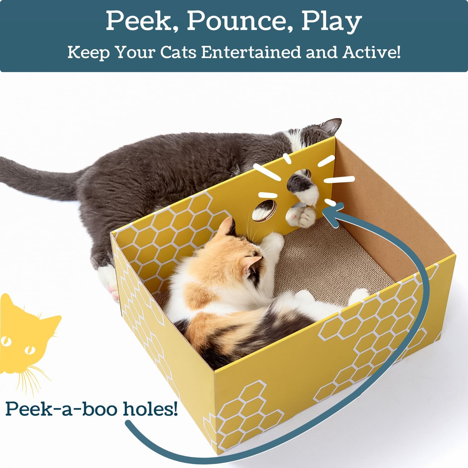 Cat Scratcher Box with 3 Scratching Pads