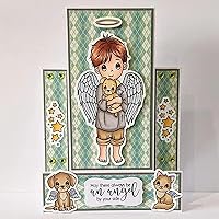 Vista 7 de Juego de sellos y troqueles transparentes de ángel para hacer tarjetas, plantillas de corte para álbumes de recortes, álbum de fotos, papel