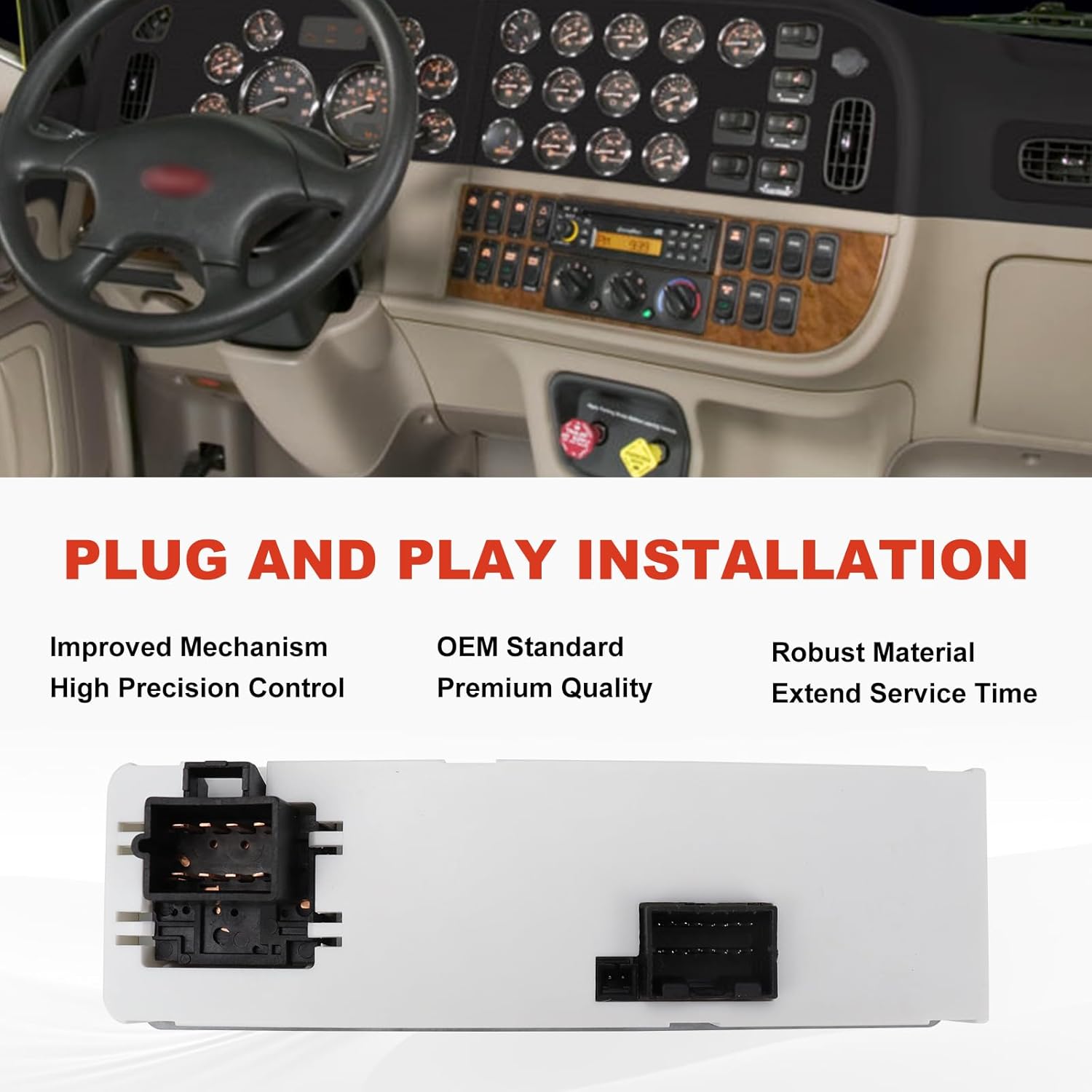 Q21-6012 HVAC A/C Heater Control Panel with 3 Knobs & 2 Buttons Fit for Peterbilt 385 386 2008-2015 AC Air Conditioning Control Switch Q216012