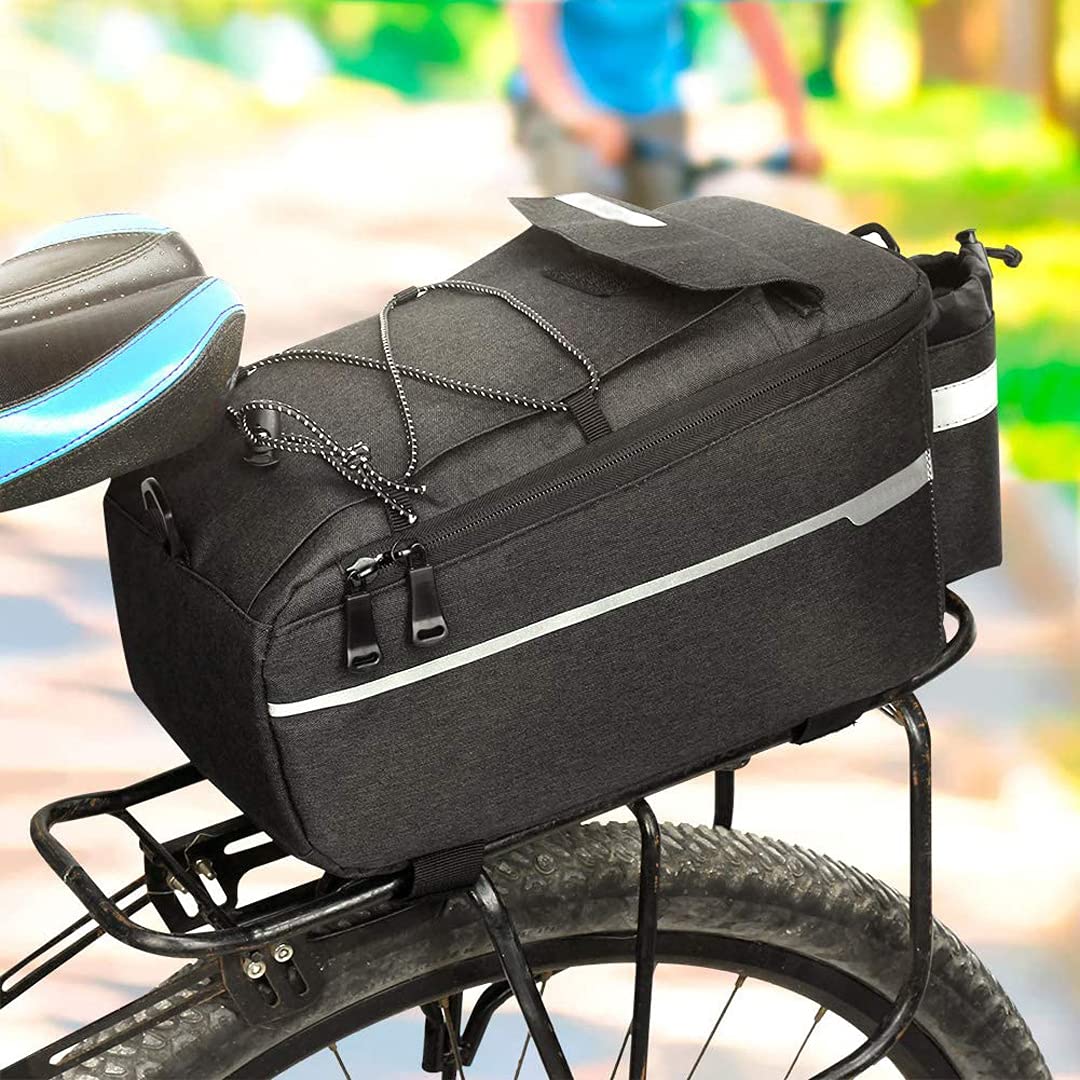 Bolsa para cuadro bicicleta, alforja para bicicleta de 10L Bolsa trasera impermeable para bicicleta Bolsa para transporte de equipaje para bicicleta Bolsa de almacenamiento con correa para el hombro