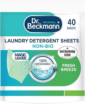 Dr. Beckmann MAGIC LEAVES Laundry Detergent Sheets NON-BIO | Convenient and pre-dosed laundry detergent sheets | Dissolvable climate neutral and easy to use | 40 sheets