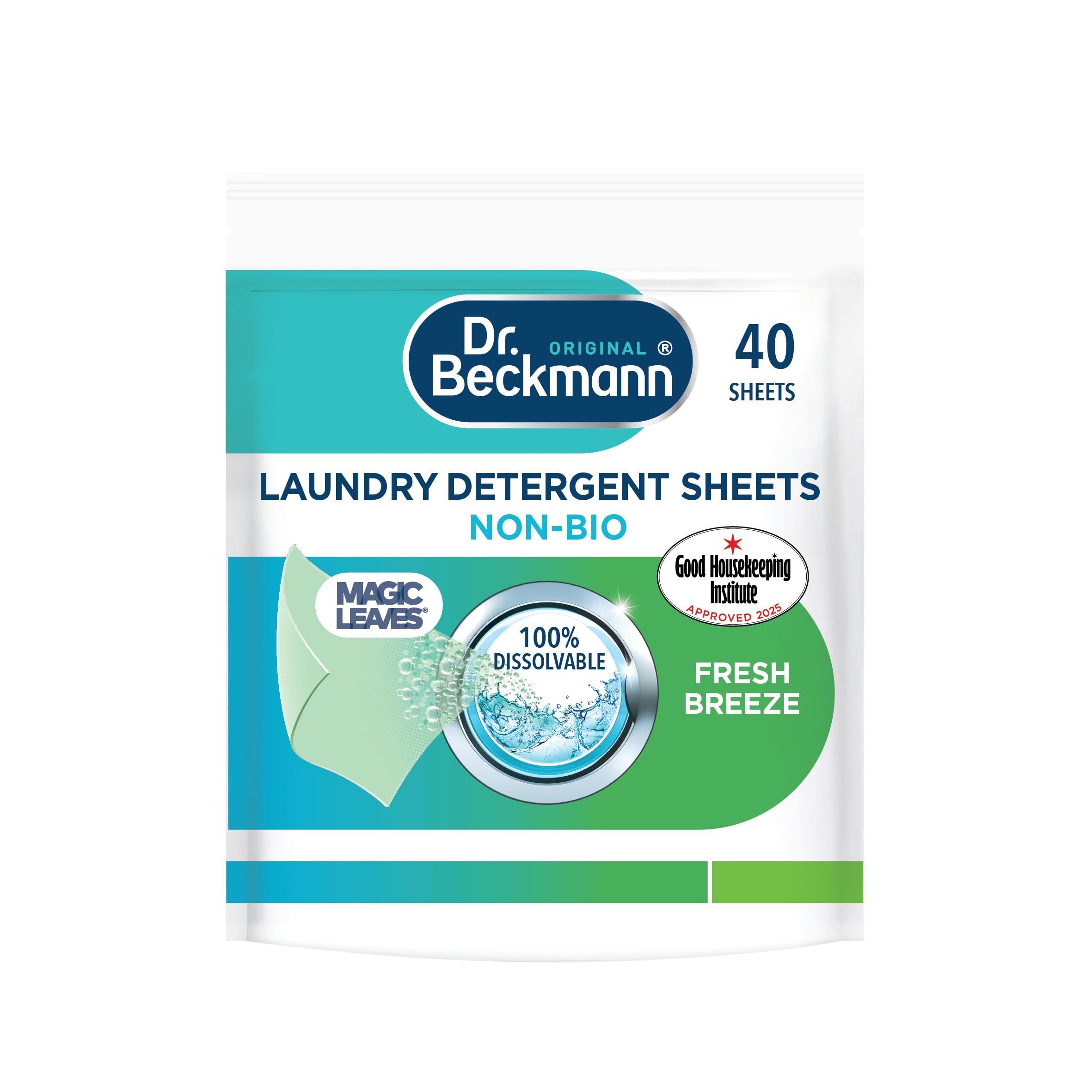 MAGIC LEAVES Laundry Detergent Sheets NON-BIO | Convenient and pre-dosed laundry detergent sheets | Dissolvable climate neutral and easy to use | 40 sheets