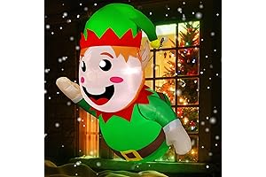 Decoración navideña para ventana - Papá Noel inflable colgando de la ventana