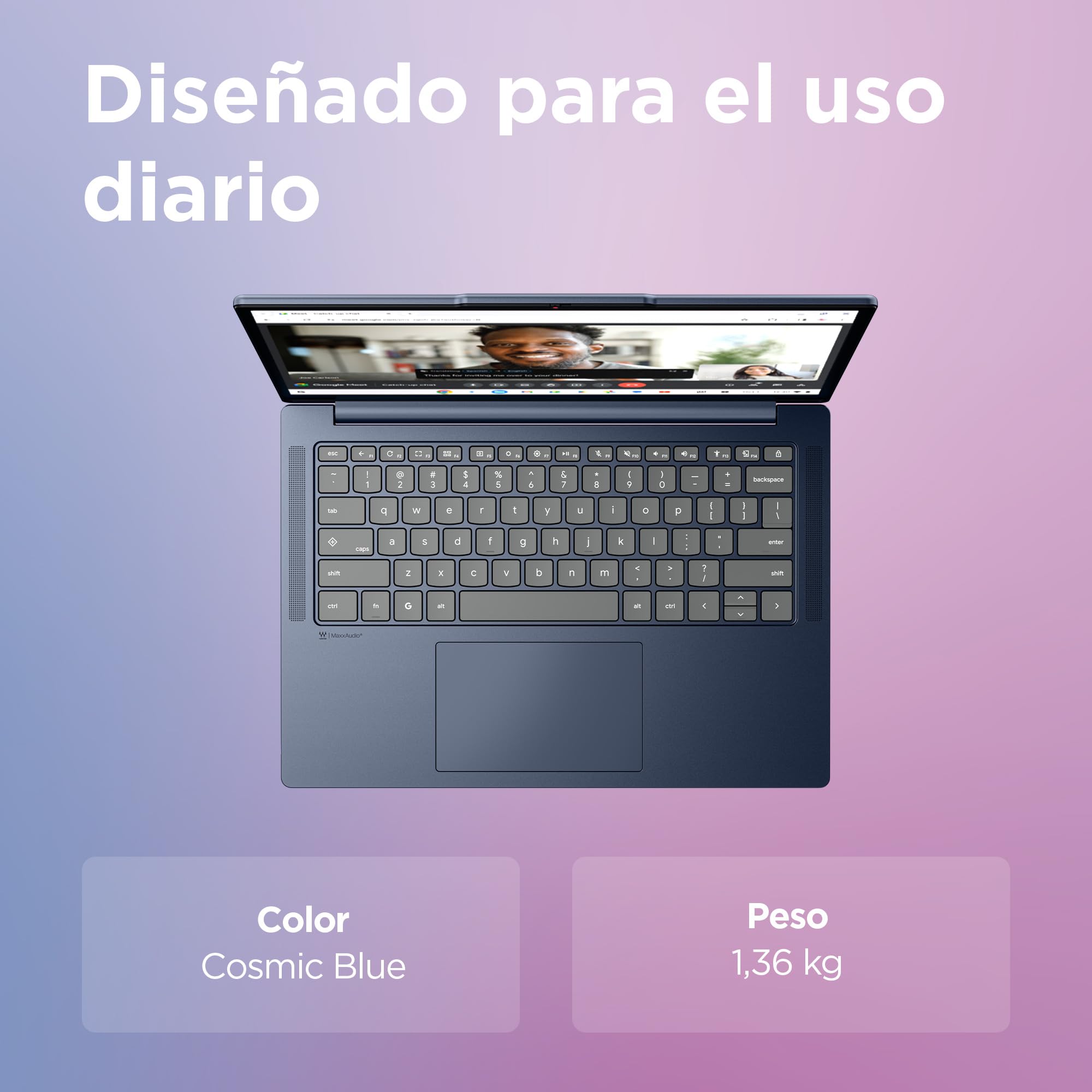 Lenovo Chromebook Gen 11 - Ordenador Portátil 14" WUXGA (MediaTek Kompanio 540, 8 GB RAM, 128 GB UFS 2.2, ChromeOS) QWERTY Español, Azul + 3 Meses Google AI Pro con Gemini Pro y 5TB