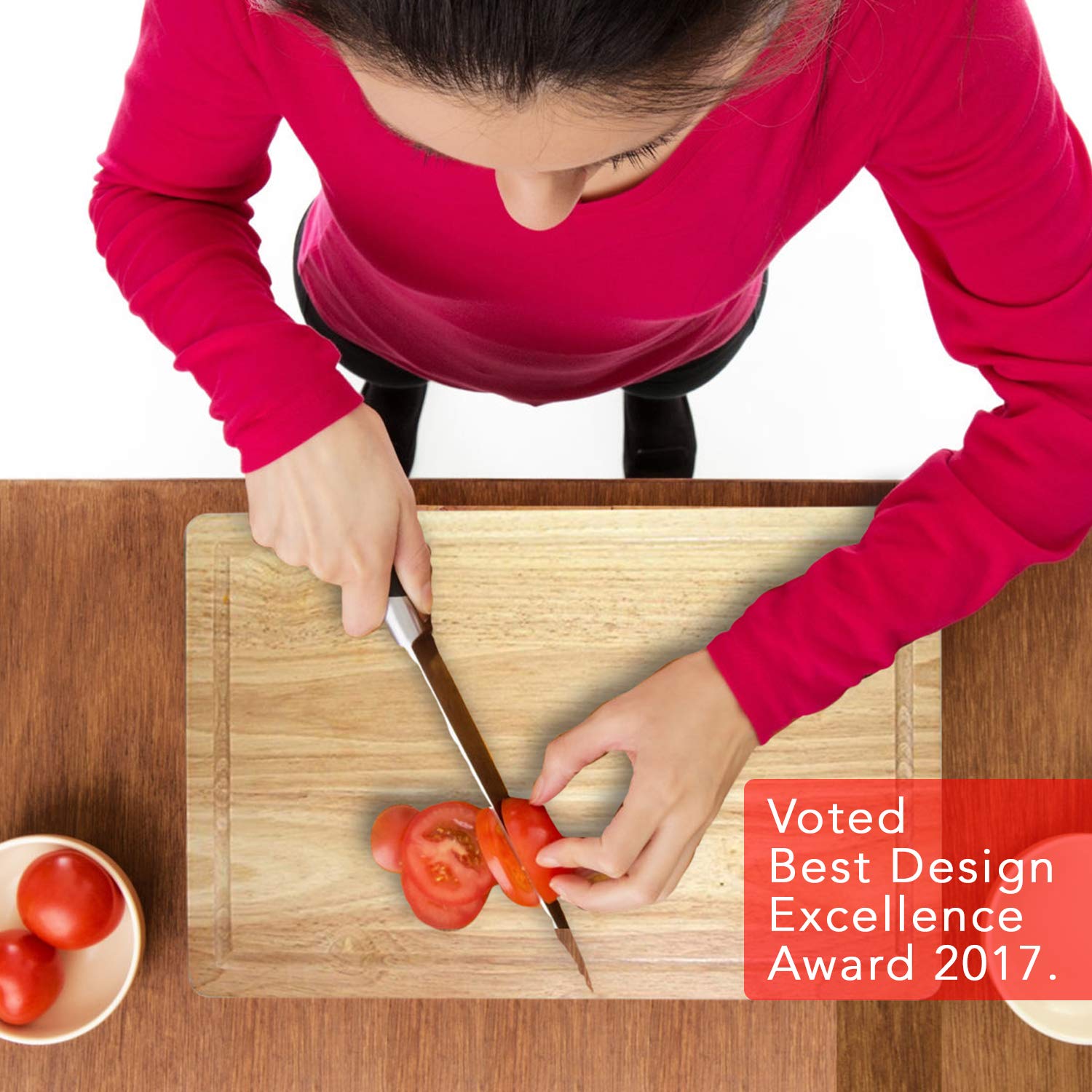 Premium Solid Wooden Chopping / Bread Board with Juice Canal & Crumb