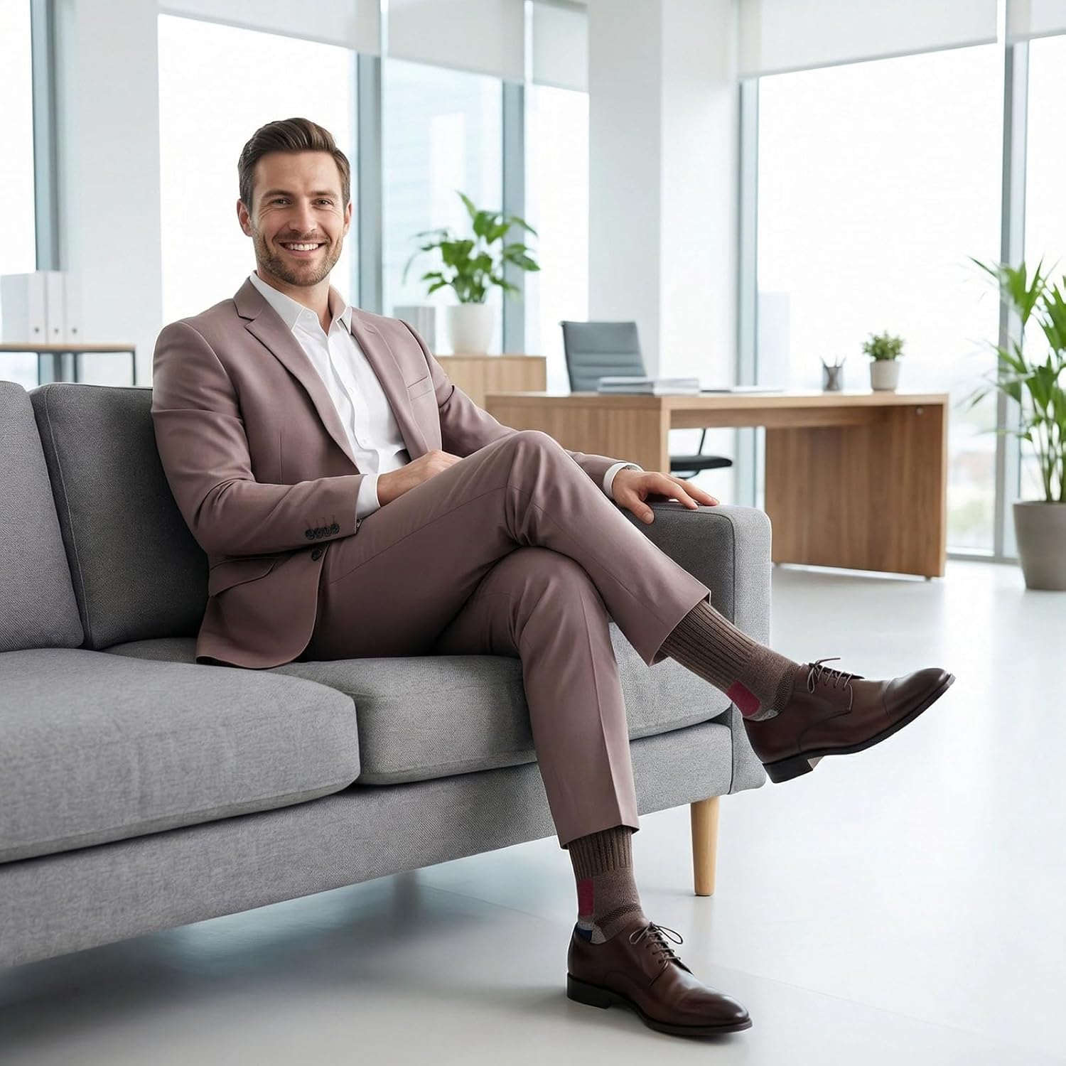 WANDER Merino Wool Socks Men 3 Pairs Cushioned Calf Boot Socks Moisturing Wicking Everyday Thermal Crew Socks - Image 3