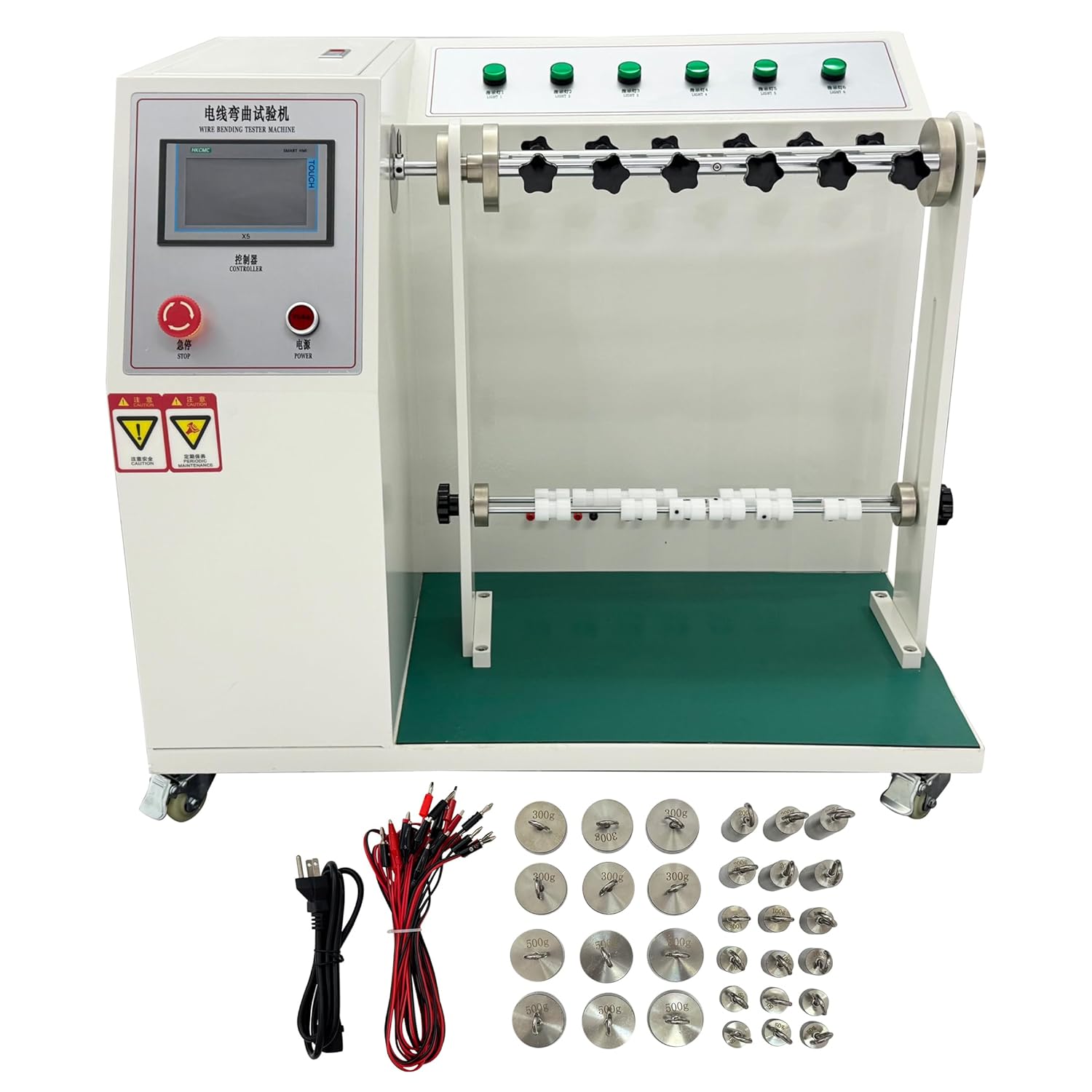 INTSUPERMAI 6-Station Wire Bend/Swing Tester Machine - Power Cord Swing Tester Auto-Stop Lab Equipment for Power Cords & USB Cables (0-180°, 10-60 CPM) 110V