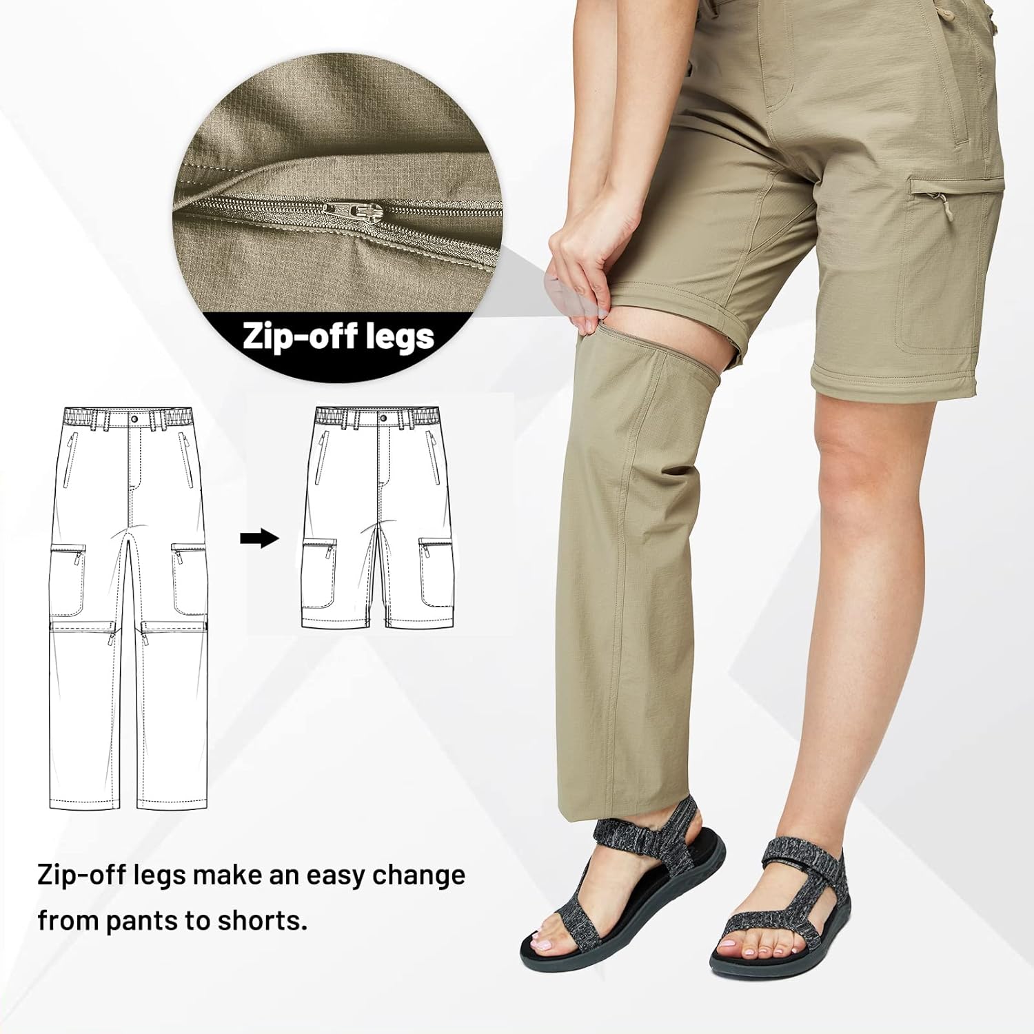 MIER Women's Hiking Cargo Convertible Pants Lightweight Travel Outdoor Pants with 6 Pockets, Quick Dry and Water Resistant : Clothing, Shoes & Jewelry