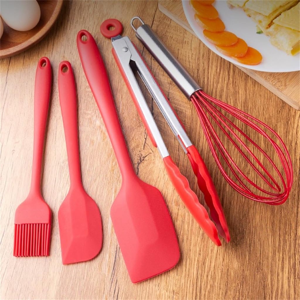 Ensemble De Spatules Résistantes Aux Hautes Températures, Outils De Cuisson, Cinq Pièces, Clip Alimentaire, Brosse À Huile, Fouet, Ustensiles De Cuisine