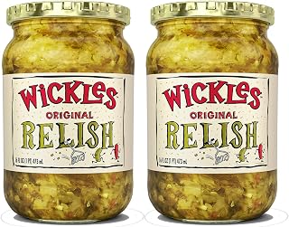 Wickles Original Relish, 16 oz Pack of 2 - Wickedly Delicious Sweet Heat Pickle Relish, Gluten-Free Vegan