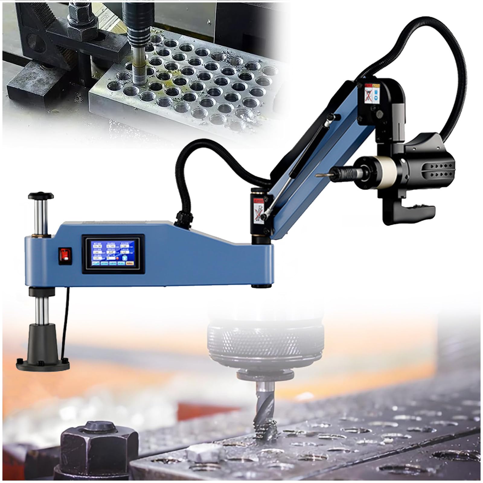 Roscadora eléctrica de 220 V, Roscadora Universal con Brazo Voladizo de 360°, Roscadora eléctrica CNC de Escritorio para La Fabricación de Maquinaria,M3-M12