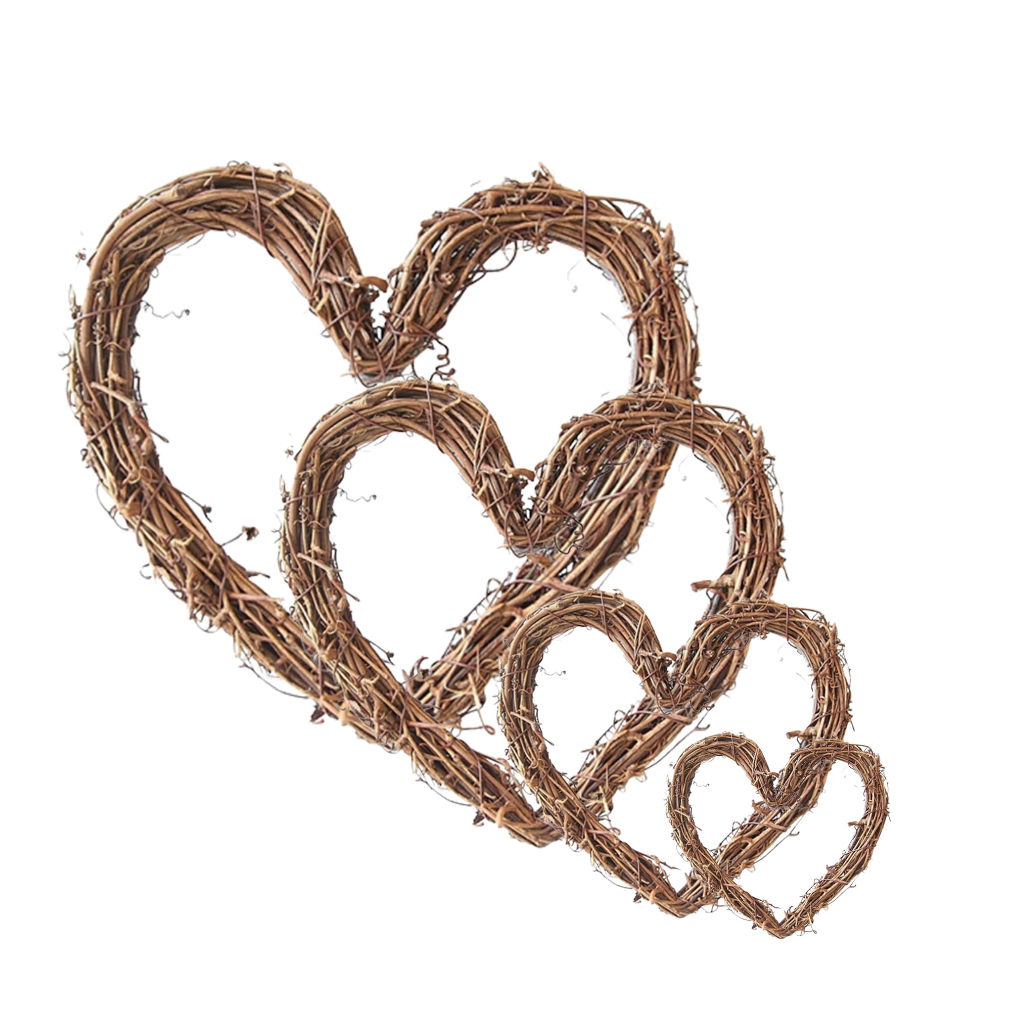 RZOZSZEZ 4 Pack Heart Shaped Garland, Natural Grapevine Wreaths, Classic Wreath for Christmas Halloween, and DIY Easter